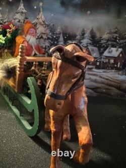 Antique German Belsnickel-Stamped in Sleigh withHorse staged Christmas Scene Antique German Belsnickel-Stamped in Sleigh withHorse staged Christmas Scene