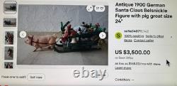 Antique German Belsnickel-Stamped in Sleigh withHorse staged Christmas Scene Antique German Belsnickel-Stamped in Sleigh withHorse staged Christmas Scene