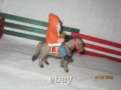 Antique German Belsnickle Santa Rides German Felt Donkey