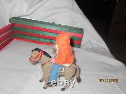 Antique German Belsnickle Santa Rides German Felt Donkey