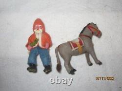 Antique German Belsnickle Santa Rides German Felt Donkey