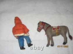 Antique German Belsnickle Santa Rides German Felt Donkey