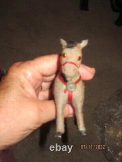 Antique German Belsnickle Santa Rides German Felt Donkey