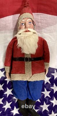 Antique German Paper Mache Face Santa Doll 25 Inches Tall