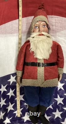 Antique German Paper Mache Face Santa Doll 25 Inches Tall