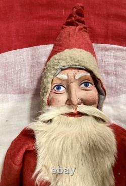 Antique German Paper Mache Face Santa Doll 25 Inches Tall