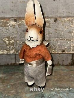 Antique German Paper Mache Mechanical Wind Up Bunny Rabbit