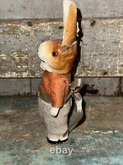 Antique German Paper Mache Mechanical Wind Up Bunny Rabbit