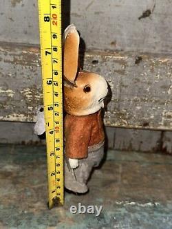 Antique German Paper Mache Mechanical Wind Up Bunny Rabbit