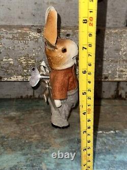 Antique German Paper Mache Mechanical Wind Up Bunny Rabbit