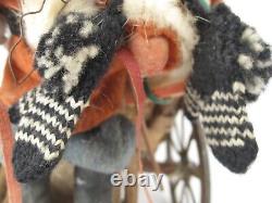 Antique German Santa Claus in A Rustic Pony Driven Covered Wagon with Toys