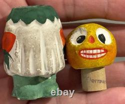 Antique Halloween Candy Container 3 Pumpkin Veggie Girl German Candy Container