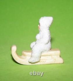 Antique Hertwig German Bisque Snow Babies Girl On Sled Molded Clothes Coralene