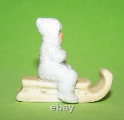 Antique Hertwig German Bisque Snow Babies Girl On Sled Molded Clothes Coralene