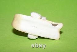 Antique Hertwig German Bisque Snow Babies Girl On Sled Molded Clothes Coralene