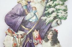 Antique Large German Father Christmas Santa Die Cut Easel Back ca1880