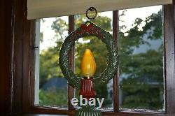 Antique-Style Electric Christmas Wreath Light with Hand-Painted Candle Flame Bulb