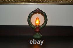 Antique-Style Electric Christmas Wreath Light with Hand-Painted Candle Flame Bulb