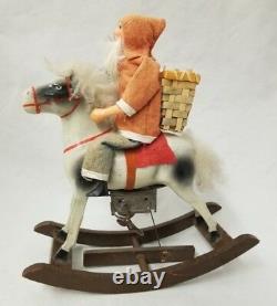 Antique Vintage 1930's Santa on Rocking Horse toy with Key in Working Condition