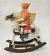 Antique Vintage 1930's Santa On Rocking Horse Toy With Key In Working Condition