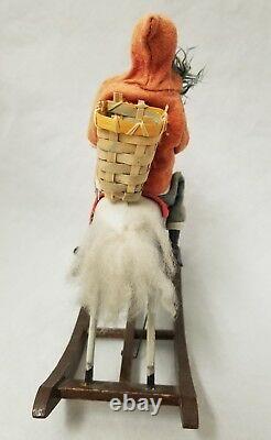 Antique Vintage 1930's Santa on Rocking Horse toy with Key in Working Condition