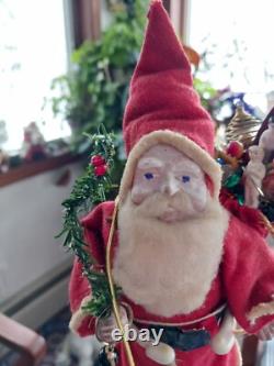 Antique Vintage Santa Claus Papier Mache & Cotton Japan / Germany 7.5 in