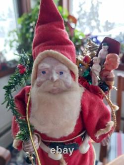 Antique Vintage Santa Claus Papier Mache & Cotton Japan / Germany 7.5 in