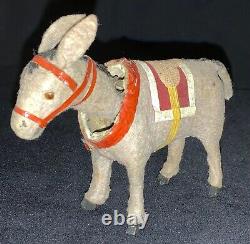 Antique/vintage German Miniature Paper Mache Nodding Putz Donkey