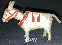 Antique/vintage German Miniature Paper Mache Nodding Putz Donkey