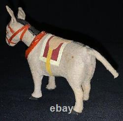 Antique/vintage German Miniature Paper Mache Nodding Putz Donkey