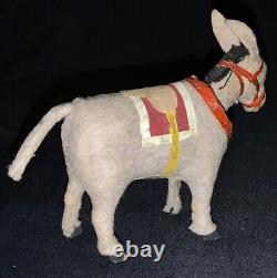 Antique/vintage German Miniature Paper Mache Nodding Putz Donkey