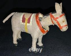 Antique/vintage German Miniature Paper Mache Nodding Putz Donkey