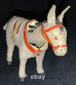 Antique/vintage German Miniature Paper Mache Nodding Putz Donkey