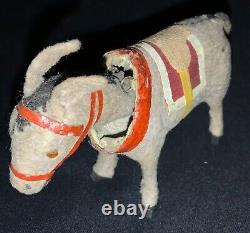 Antique/vintage German Miniature Paper Mache Nodding Putz Donkey