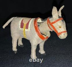 Antique/vintage German Miniature Paper Mache Nodding Putz Donkey