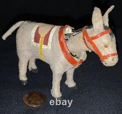Antique/vintage German Miniature Paper Mache Nodding Putz Donkey