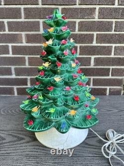 Arnel's Vintage 1970's Light Up Ceramic Christmas Tree 16 With Bird Lights