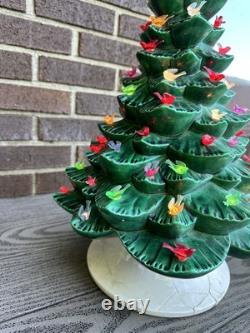 Arnel's Vintage 1970's Light Up Ceramic Christmas Tree 16 With Bird Lights