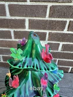 Arnel's Vintage 1970's Light Up Ceramic Christmas Tree 16 With Bird Lights