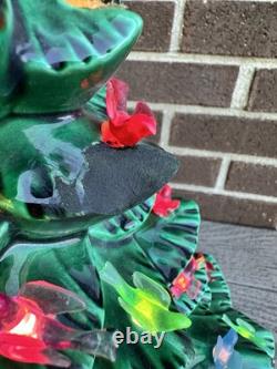 Arnel's Vintage 1970's Light Up Ceramic Christmas Tree 16 With Bird Lights