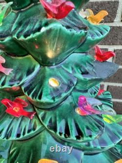 Arnel's Vintage 1970's Light Up Ceramic Christmas Tree 16 With Bird Lights
