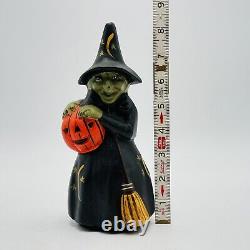 Artisan Halloween Witch Pumpkin Richard Connolly Chalkware Folk Art SIGNED RARE