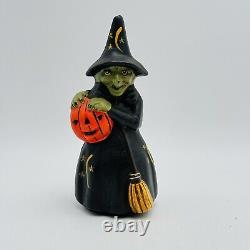 Artisan Halloween Witch Pumpkin Richard Connolly Chalkware Folk Art SIGNED RARE