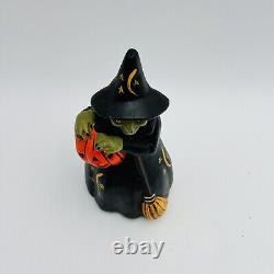 Artisan Halloween Witch Pumpkin Richard Connolly Chalkware Folk Art SIGNED RARE