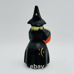 Artisan Halloween Witch Pumpkin Richard Connolly Chalkware Folk Art SIGNED RARE