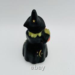 Artisan Halloween Witch Pumpkin Richard Connolly Chalkware Folk Art SIGNED RARE