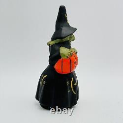 Artisan Halloween Witch Pumpkin Richard Connolly Chalkware Folk Art SIGNED RARE