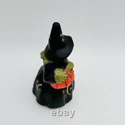 Artisan Halloween Witch Pumpkin Richard Connolly Chalkware Folk Art SIGNED RARE