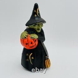 Artisan Halloween Witch Pumpkin Richard Connolly Chalkware Folk Art SIGNED RARE