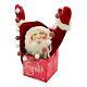 Artisan Paper Mache Santa Claus In Gift Box Whimsies Ooak Signed Folk Art